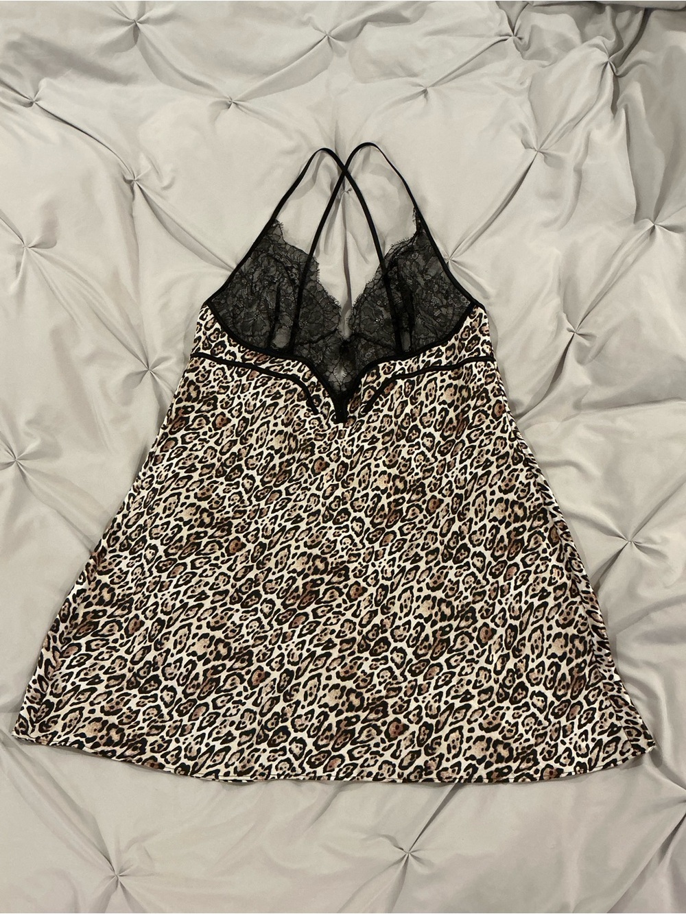 EUC Womens Victoria Secret Leopard-Print Lace Nightie/Slip - Size XL.